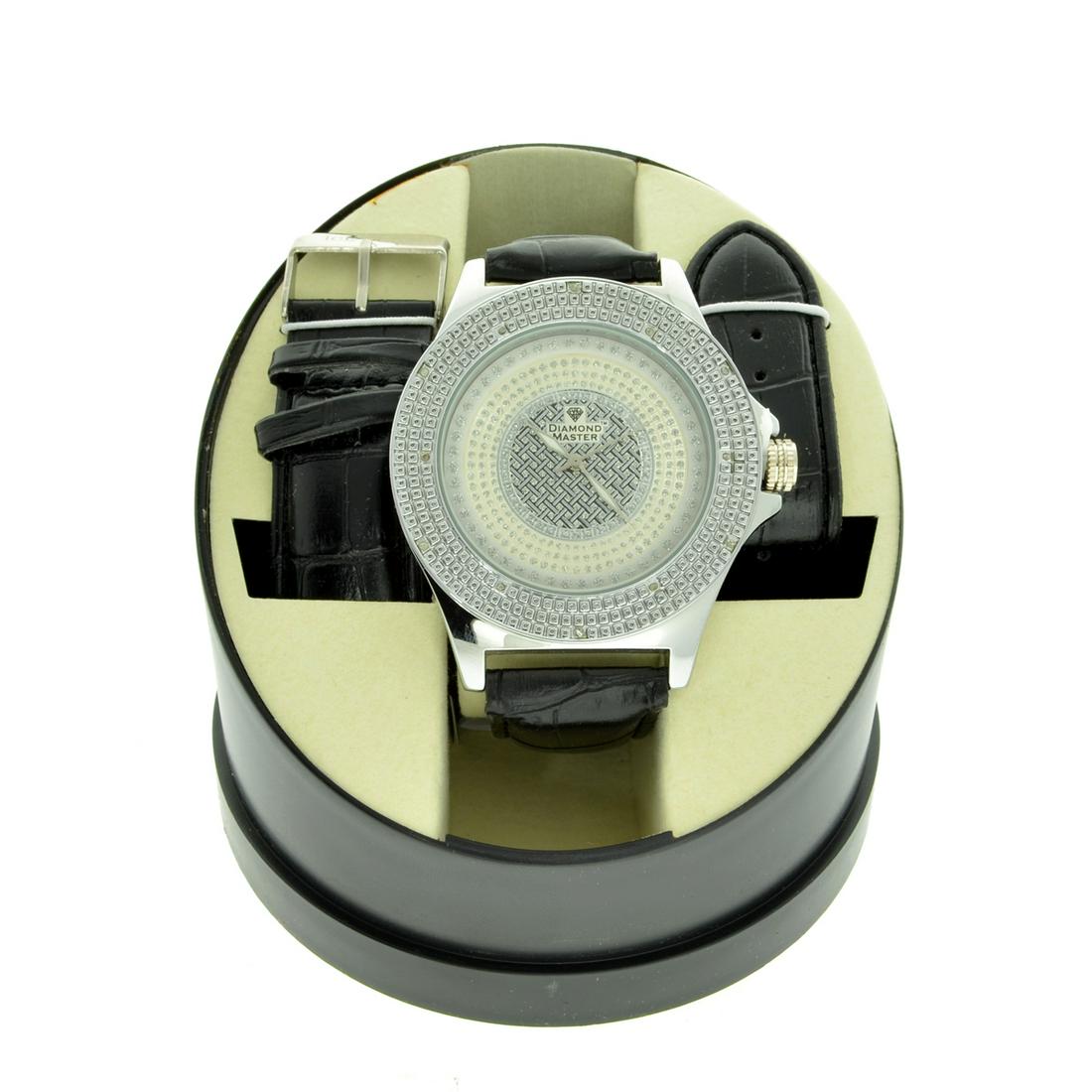 Men's Diamond Master Designer Round Watch On Case and: Gov. File: 68893 Men's Diamond Master Designer Round Watch On Case and Interchangeable Black Band Asset Type: Diamond Watch Shipping: $19.95