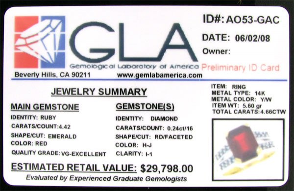 RRV APP:$9.8k 14 kt. Gold, 4.42CT Ruby & Diamond - 2