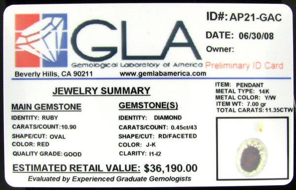 RRV APP: 36.2k 14 kt. Gold, 10.90CT Ruby and Diam - 2