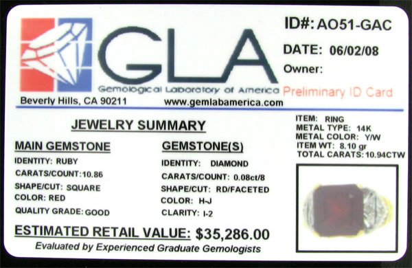 RRV APP: 35.3k 14 kt. Gold, 10.86CT Ruby and Diam - 2