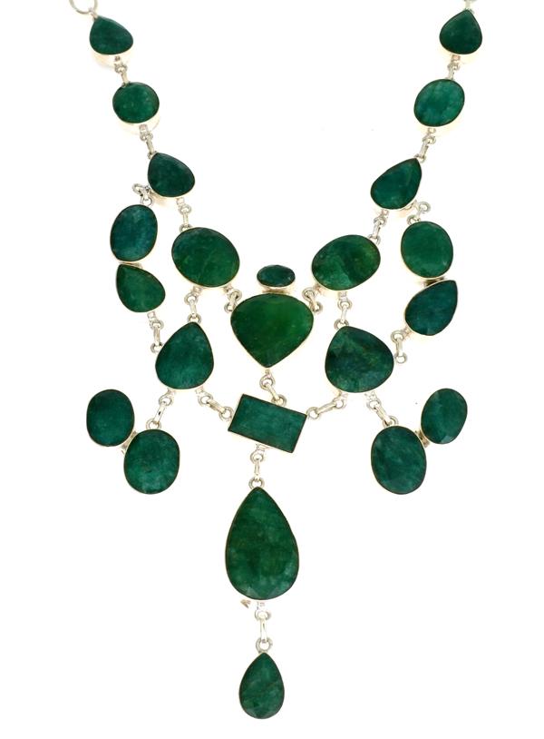 APP: 13.3k 183.13CT Mixed Cut Green Beryl and Sterling: Gov. File: 63498 183.13CT Mixed Cut Green Beryl and Sterling Silver Necklace Retail Replacement Value: $13.3K Asset Type: Sterling Silver Necklace Shipping: $19.95