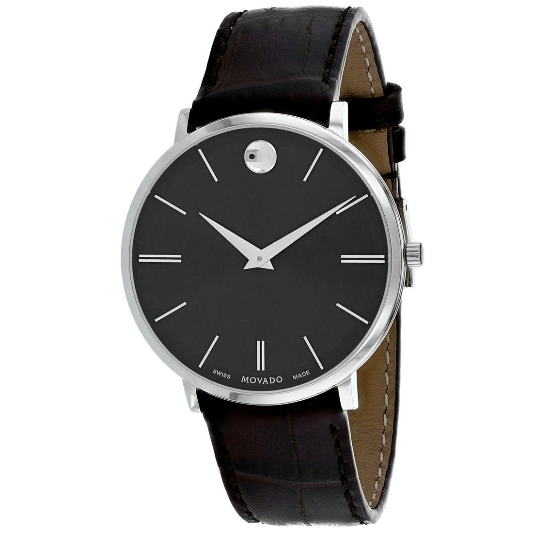 *Movado Men's Ultra slim Round Stainless Steel Case: Gov. File: H-61872 Movado Men's Ultra slim Round Stainless Steel Case Black Dial Mineral Push/Pull Crown Quartz Movement Watch (Vault_M) Asset Type: Watch Shipping: $19.95