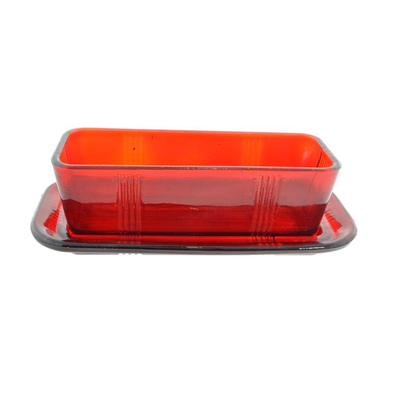 Red Glass Butter Dish: Gov. File: T-13938 Red Glass Butter Dish Asset Type: Collectable Vault A Shipping: $29.95