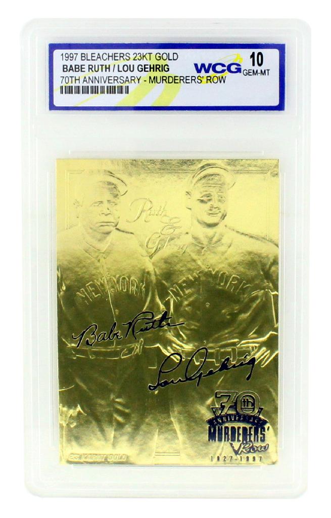 Rare Ruth/ Gehrig 23kt. Gold Anniversary Card Grated: Gov. File: T-17844 Rare Ruth/ Gehrig 23kt. Gold Anniversary Card Grated Gem â€“ MT 10 â€“ Great Investment Asset Type: Collectible Card Shipping: $29.95