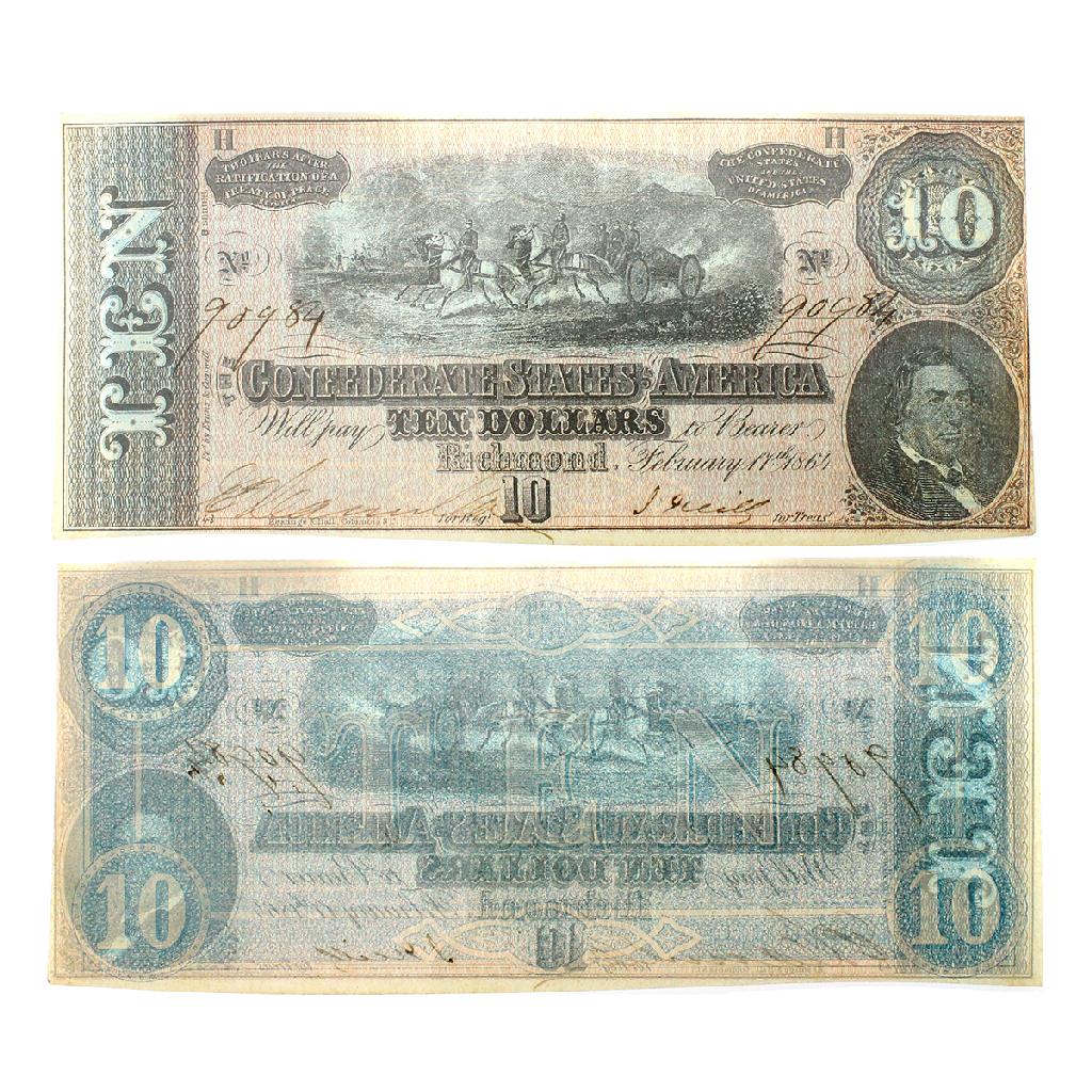 Rare 1864 US Confederate $10 Note Great Investment: Gov. File: C-79386 Rare 1864 US Confederate $10 Note Great Investment Asset Type: Coin Shipping: $9.95