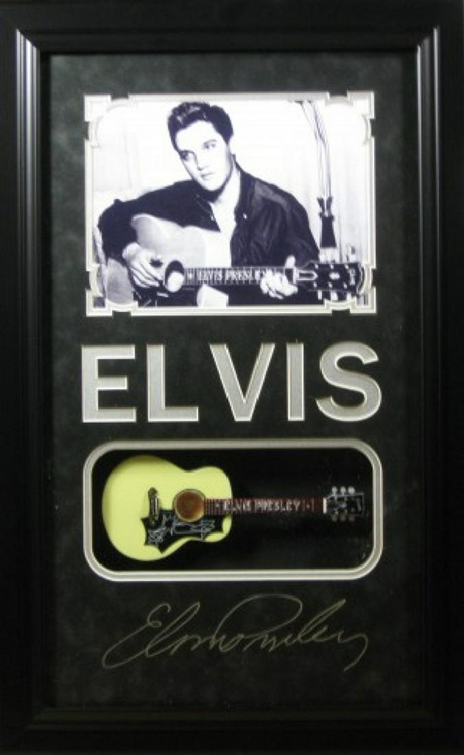 *Rare Elvis Presley with Mini Guitar Museum Framed: Gov. File: M-19537 *Rare Elvis Presley with Mini Guitar Museum Framed Collage - Plate Signed Asset Type: CollectableShipping: $39.95. Item may be pick up only, or require additional shipping charges d