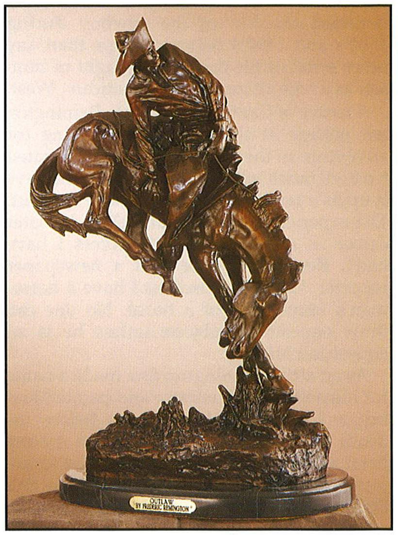 *Very Rare Small Outlaw Bronze by Frederic Remington: Gov. File: M-16924 *Very Rare Small Outlaw Bronze by Frederic Remington 9.5'''' x 7.5'''' -Great Investment- (SKU-AS) Asset Type: Collectable Shipping: $39.95. Item may be pick up only, or require add