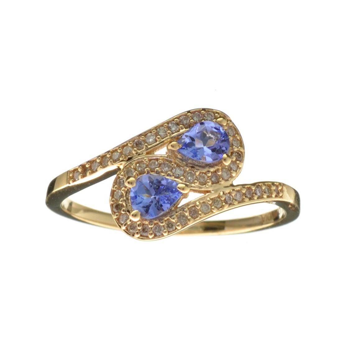 Designer Sebastian 14KT. Gold 0.42CT Pear Cut Tanzanite: Gov. File: H-28659 Fine Jewelry, Designer Sebastian 14KT. Gold, 0.42CT Pear Cut Tanzanite and 0.14CT Round Brilliant Cut Diamond Ring Retail Replacement Value: $1.9K Asset Type: 14KT. Ring Shipping: $