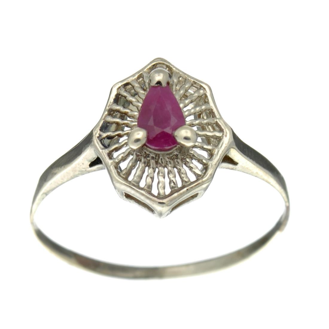 APP: 0.5k Fine Jewelry 0.34CT Pear Cut Ruby And: Gov. File: H-40419 Fine Jewelry 0.34CT Pear Cut Ruby And Sterling Silver Ring Retail Replacement Value: $0.5K Asset Type: Sterling Silver Ring Shipping: $19.95