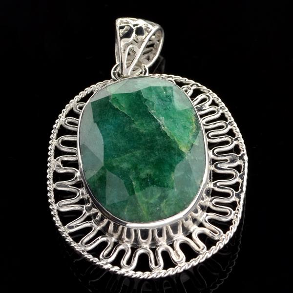 APP: 2.2k 57.70CT Oval Cut Green Beryl and Sterling: Gov. File: 73492 57.70CT Oval Cut Green Beryl and Sterling Silver Pendant Retail Replacement Value: $2.2K Asset Type: Sterling Silver Pendant Shipping: $19.95