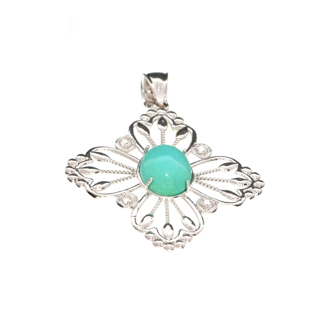 APP: 0.5k Fine Jewelry Designer Sebastian 2.95CT: Gov. File: H-27673 Fine Jewelry Designer Sebastian 2.95CT Turquoise and White Topaz Sterling Silver Pendant Retail Replacement Value: $0.5K Asset Type: Sterling Silver Pendant Shipping: $19.95
