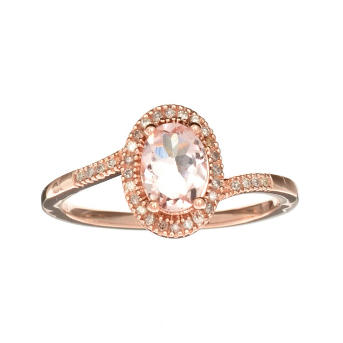 Designer Sebastian 14KT. Rose Gold, Oval Cut Morganite: Gov. File: H-29199 Fine Jewelry, Designer Sebastian 14KT. Rose Gold, 0.75CT Oval Cut Morganite and 0.06CT Round Brilliant Cut Diamond Ring Retail Replacement Value: $1.7K Asset Type: 14KT. Ring Shippi