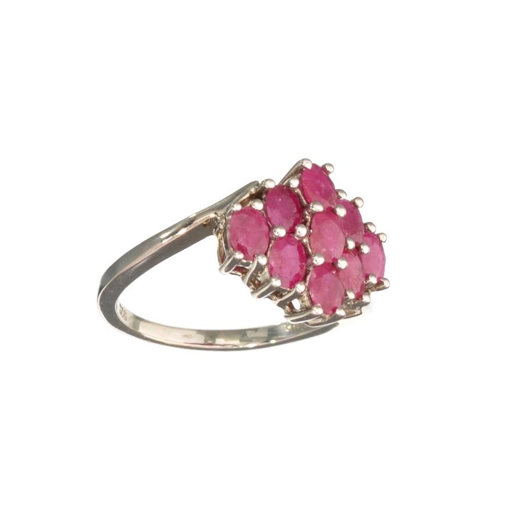 APP: 0.6k Fine Jewelry 1.90CT Oval Cut Ruby And: Gov. File: H-20005 Fine Jewelry 1.90CT Oval Cut Ruby And Sterling Silver Cluster Ring Retail Replacement Value: $0.6K Asset Type: Sterling Silver Ring Shipping: $19.95