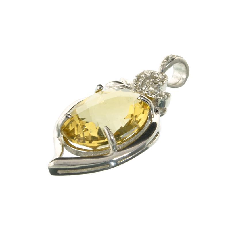 APP: 0.9k Fine Jewelry 10.00CT Oval Cut Citrine/White: Gov. File: H-16828 Fine Jewelry 10.00CT Oval Cut Citrine/White Sapphire And Sterling Silver Pendant Retail Replacement Value: $0.9K Asset Type: Sterling Silver Pendant Shipping: $19.95