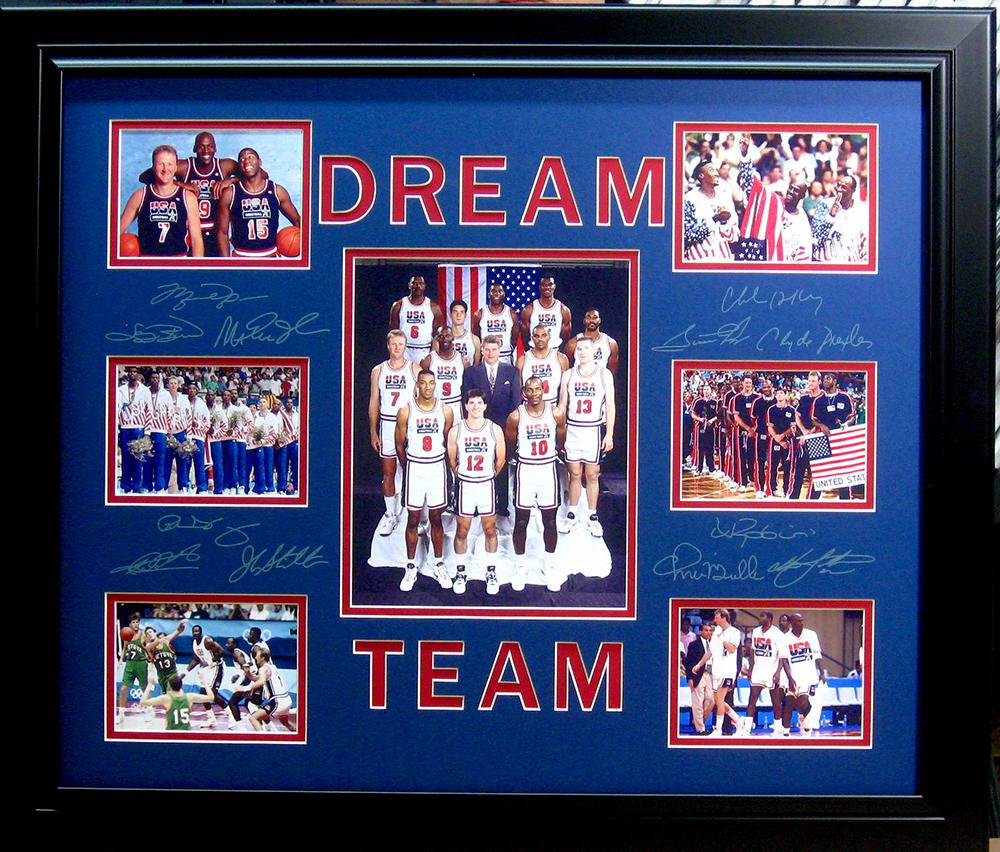 *Rare Dream Team U.S.A. Basketball Museum Framed: Gov. File: M-18874 *Rare Dream Team U.S.A. Basketball Museum Framed Collage - Plate Signed Asset Type: CollectableShipping: $39.95. Item may be pick up only, or require additional shipping charges due