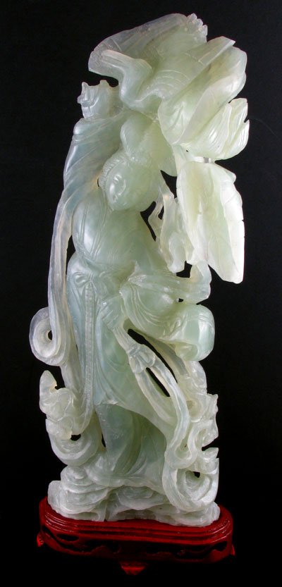 Rare Hand Carved Jade Sculpture-Translucent Green