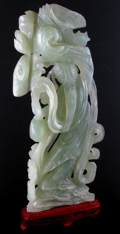Rare Hand Carved Jade Sculpture-Translucent Green - 2