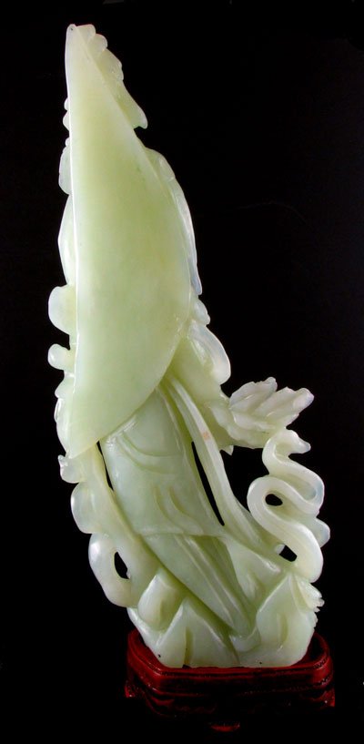 Rare Hand Carved Jade Sculpture-Translucent Green - 2
