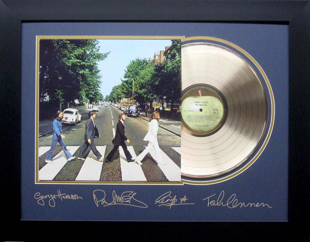 *Rare The Beatles Abbey Road Album Cover and Gold: Gov. File: M-23665 *Rare The Beatles Abbey Road Album Cover and Gold Record Museum Framed Collage - Plate Signed Asset Type: CollectableShipping: $39.95. Item may be pick up only, or require additiona