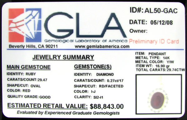 APP: 88.8k 14 kt. Gold, 29.47CT Ruby and Diamond - 2