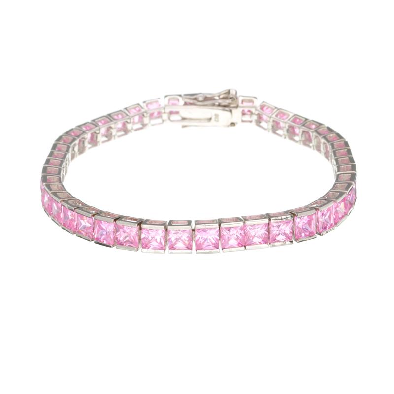 Platinum Over Sterling Silver Fancy Pink French Cubic: Gov. File: 55341 Platinum Over Sterling Silver Fancy Pink French Cubic Zirconium Tennis Bracelet Asset Type: Sterling Silver Bracelet Shipping: $19.95