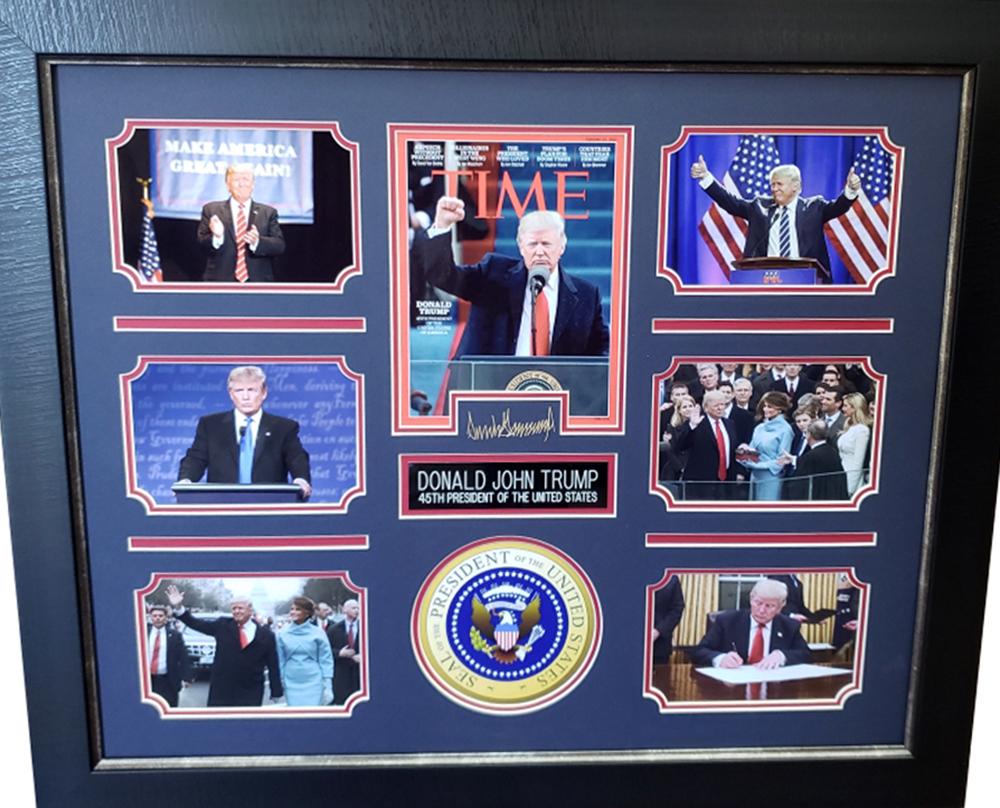 *Rare Donald Trump Museum Framed Collage - Plate Signed: Gov. File: M-22848 *Rare Donald Trump Museum Framed Collage - Plate Signed Asset Type: Collectable Shipping: $39.95. Item may be pick up only, or require additional shipping charges due to weight or s