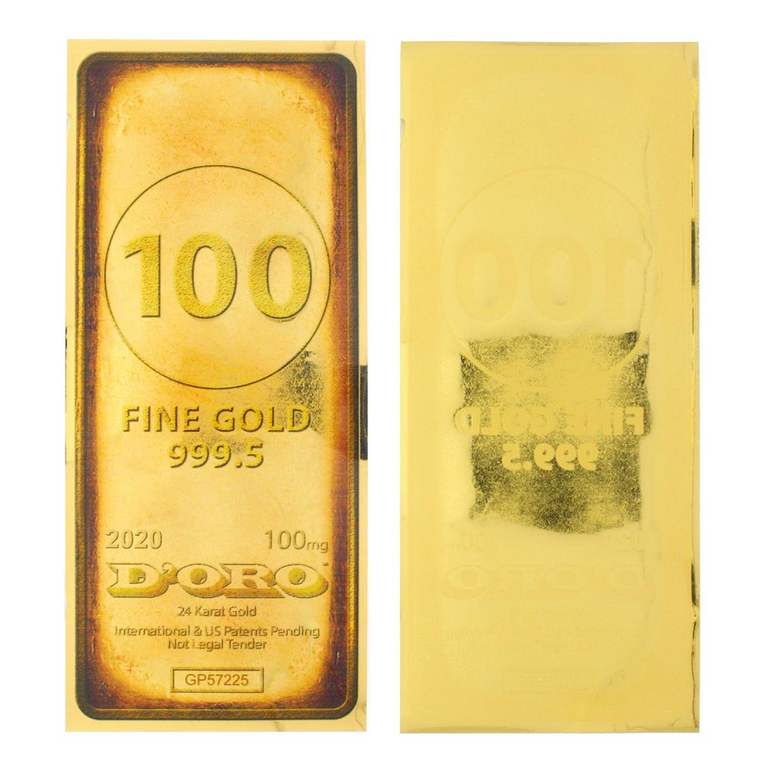 Rare 24K 1/10 Gram Gold Aurum Note 2020 D'oro Bar -: Gov. File: C-79642 Rare 24K 1/10 Gram Gold Aurum Note 2020 D'oro Bar - Great Investment Asset Type: Coin Shipping: $9.95