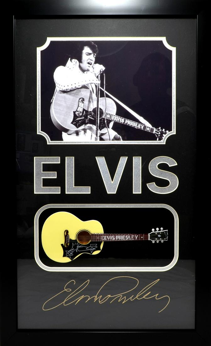 *Rare Elvis Presley with Mini Guitar Museum Framed: Gov. File: M-21336 *Rare Elvis Presley with Mini Guitar Museum Framed Collage - Plate Signed Asset Type: CollectableShipping: $39.95. Item may be pick up only, or require additional shipping charges d
