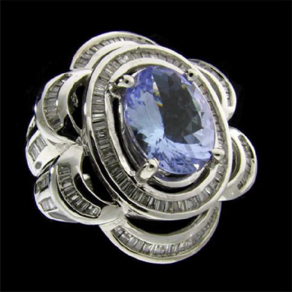 APP: 12.6k 14 kt. White Gold, 4.56CT Tanzanite and