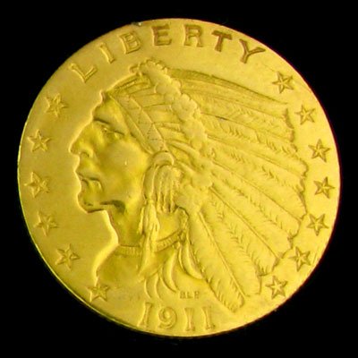 1911 $2.5 U.S. Indian Head Type Gold Coin-Investmen