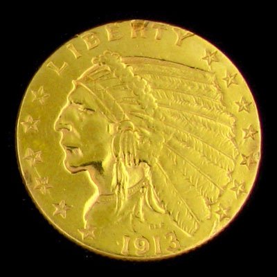 1913 $2.5 U.S. Indian Head Type Gold Coin-Investme