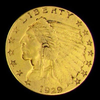 1929 $2.5 U.S. Indian Head Type Gold Coin-Investme