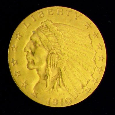1910 $2.5 U.S. Indian Head Type Gold Coin-Investme