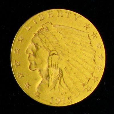1915 $2.5 U.S. Indian Head Type Gold Coin-Investme