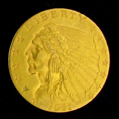 1911 $2.5 U.S. Indian Head Type Gold Coin-Investme