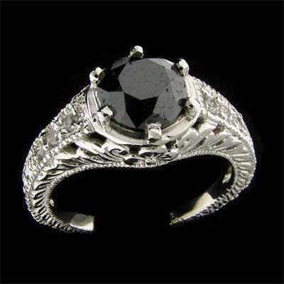 APP: 4.8k 14 kt. White Gold, 2.02CT Rare Black Dia