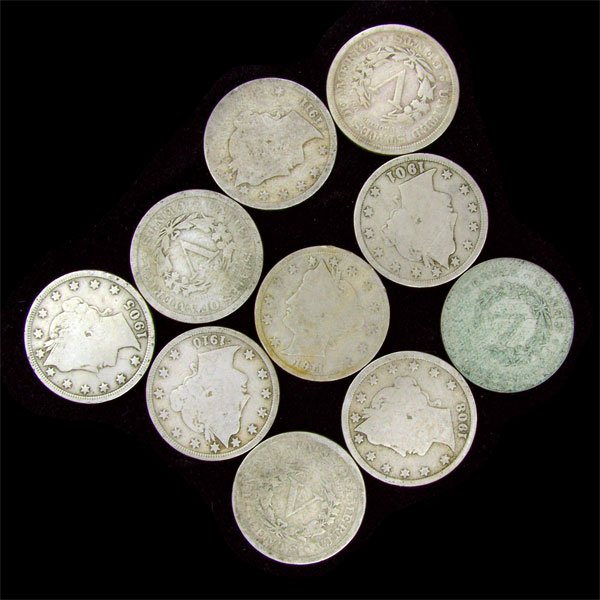 10 Misc. U.S. Liberty Head Five Cent Coin-Investme