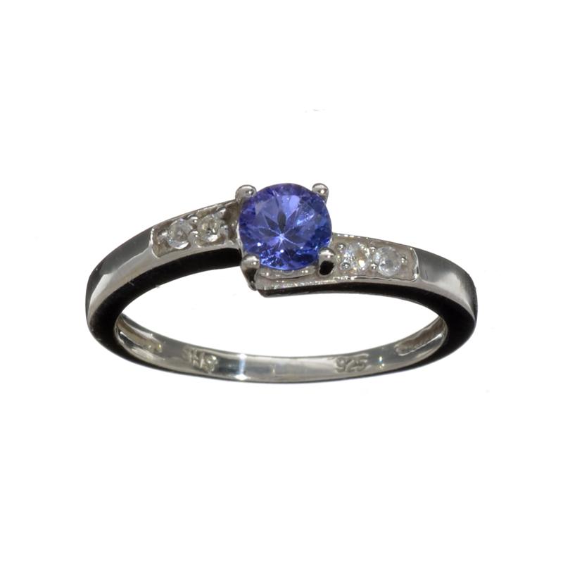 Fine Jewelry 0.50CT Round Cut Tanzanite And Colorless: Gov. File: H-15410 Fine Jewelry 0.50CT Round Cut Violet Blue Tanzanite And Colorless Topaz Platinum Over Sterling Silver Ring Retail Replacement Value: $0.8K Asset Type: Sterling Silver Ring Shipping: