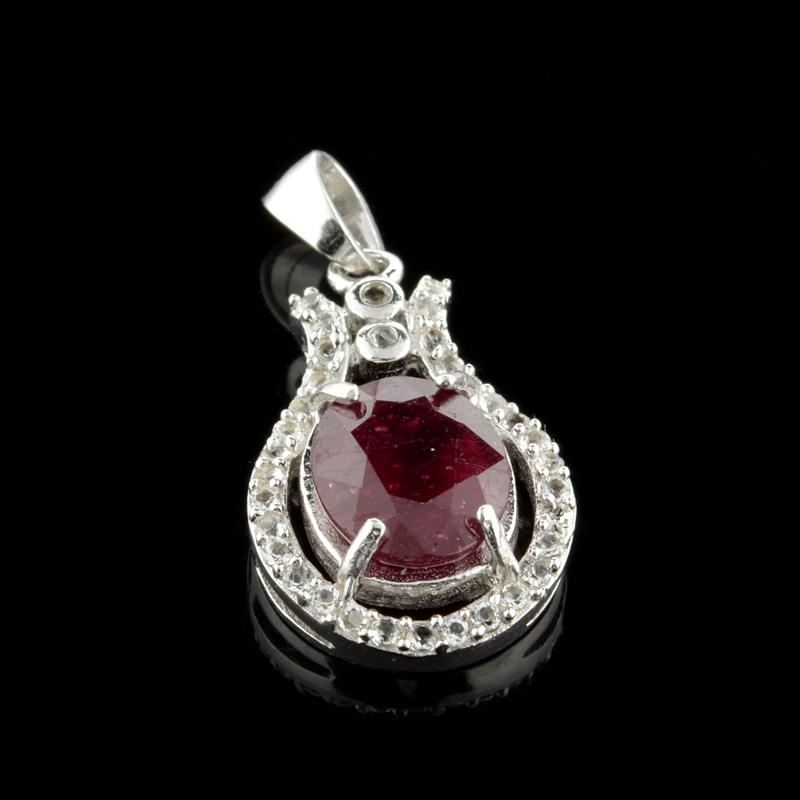 APP: 1k Fine Jewelry 3.25CT Ruby And Colorless Topaz: Gov. File: H-05476 Fine Jewelry 3.25CT Ruby And Colorless Topaz Platinum Over Sterling Silver Pendant Retail Replacement Value: $1.0K Asset Type: Sterling Silver Pendant Shipping: $19.95