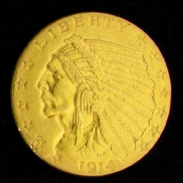 1914 $2.5 U.S. Indian Head Type Gold Coin-Investme