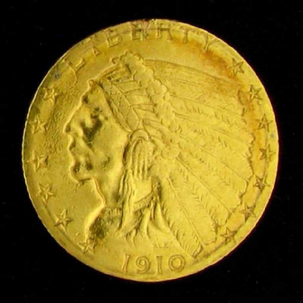 1910 $2.5 U.S. Indian Head Type Gold Coin-Investme