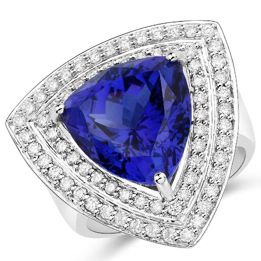 APP: 43k *18KT. White Gold 12.88 Trillion Cut Tanzanite: Gov. File: H-59444 *18KT. White Gold 12.88 Trillion Cut Tanzanite and White Diamond Ring (Vault_Q) (QR23721TANWD-18KT.W-8) Retail Replacement Value: $43.0K Asset Type: 18KT. Ring Shipping: $19.95