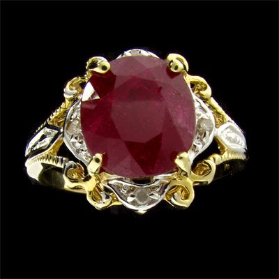 APP: 11.5k 14 kt. Gold, 5.09CT Ruby and Diamond Rin