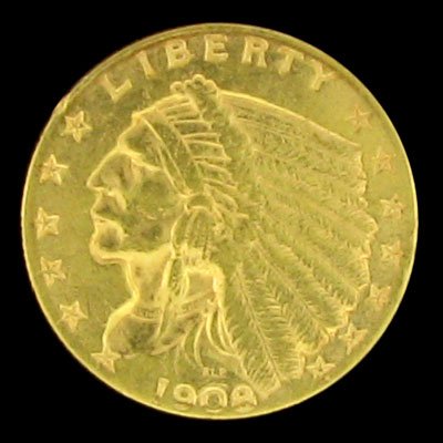1908 $2.5 U.S. Indian Head Type Gold Coin-Investmen