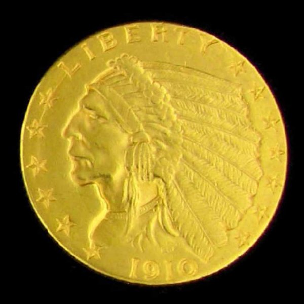 1910 $2.5 U.S. Indian Head Type Gold Coin-Investme
