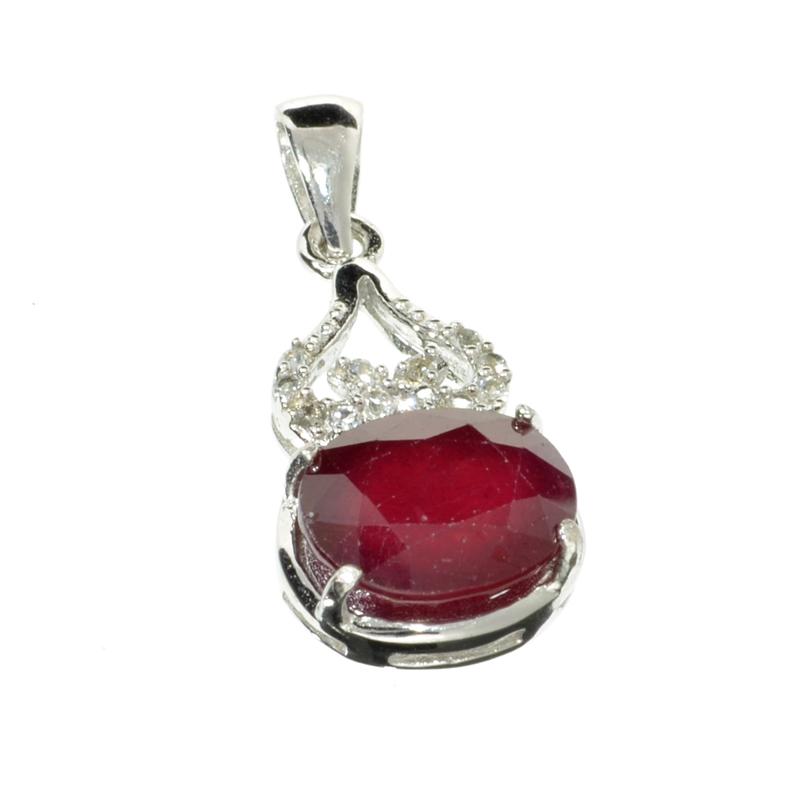 APP: 2.2k Fine Jewelry 4.11CT Ruby And Colorless Topaz: Gov. File: H-14231 Fine Jewelry 4.11CT Ruby And Colorless Topaz Platinum Over Sterling Silver Pendant Retail Replacement Value: $2.2K Asset Type: Sterling Silver Pendant Shipping: $19.95