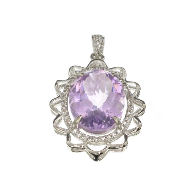 APP: 1.2k Fine Jewelry 11.55CT Purple Amethyst And: Gov. File: H-24377 Fine Jewelry 11.55CT Purple Amethyst And White Sapphire Sterling Silver Pendant Retail Replacement Value: $1.2K Asset Type: Sterling Silver Pendant Shipping: $19.95
