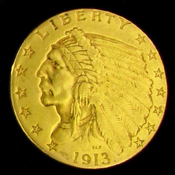 1913 $2.5 U.S. Indian Head Type Gold Coin-Investmen