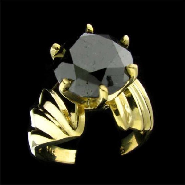 APP: 9.8k 14 kt. Gold, 4.79CT Rare Black Diamond Ri