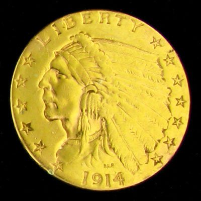 1914 $2.5 U.S. Indian Head Type Gold Coin - Investment